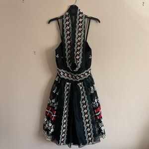 Anna Sui silk vintage embroidered dress